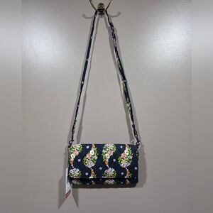 Vera Bradley Black Quilted Floral Crossbody with Pink & Yellow Accents